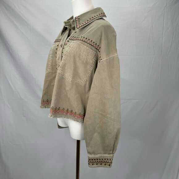 Zara Womens Embroidered Jacket Button Front Oversized Small Western Cowgirl NWOT - Picture 5 of 15